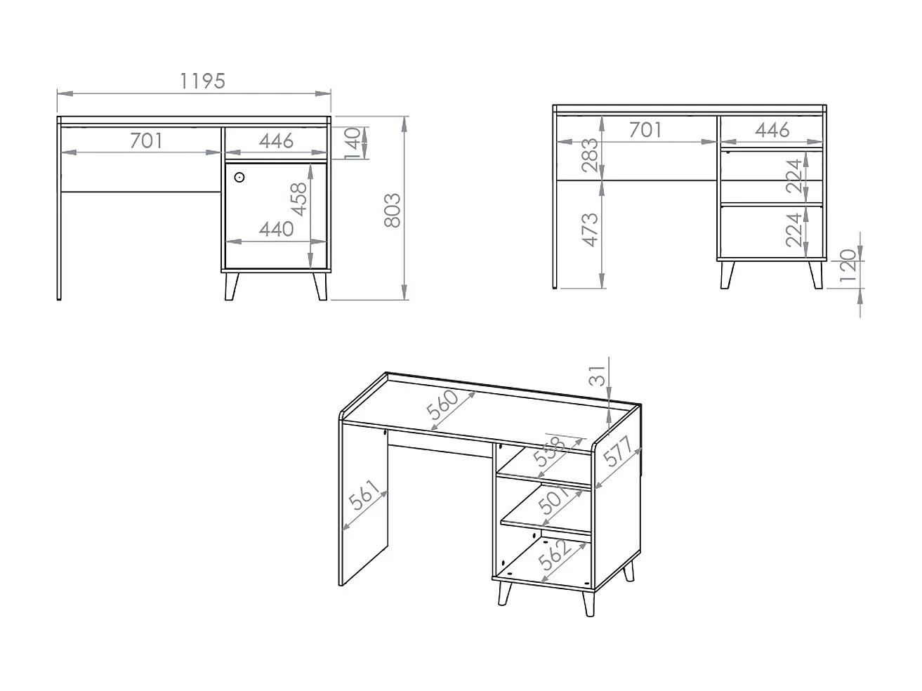 Bureau 1 porte Alycia Beige et Rose