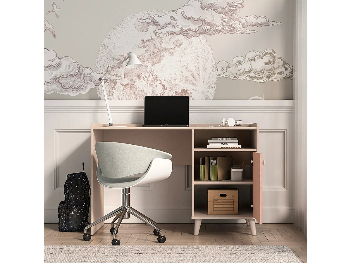 Alycia Beige og Pink 1-dørs skrivebord