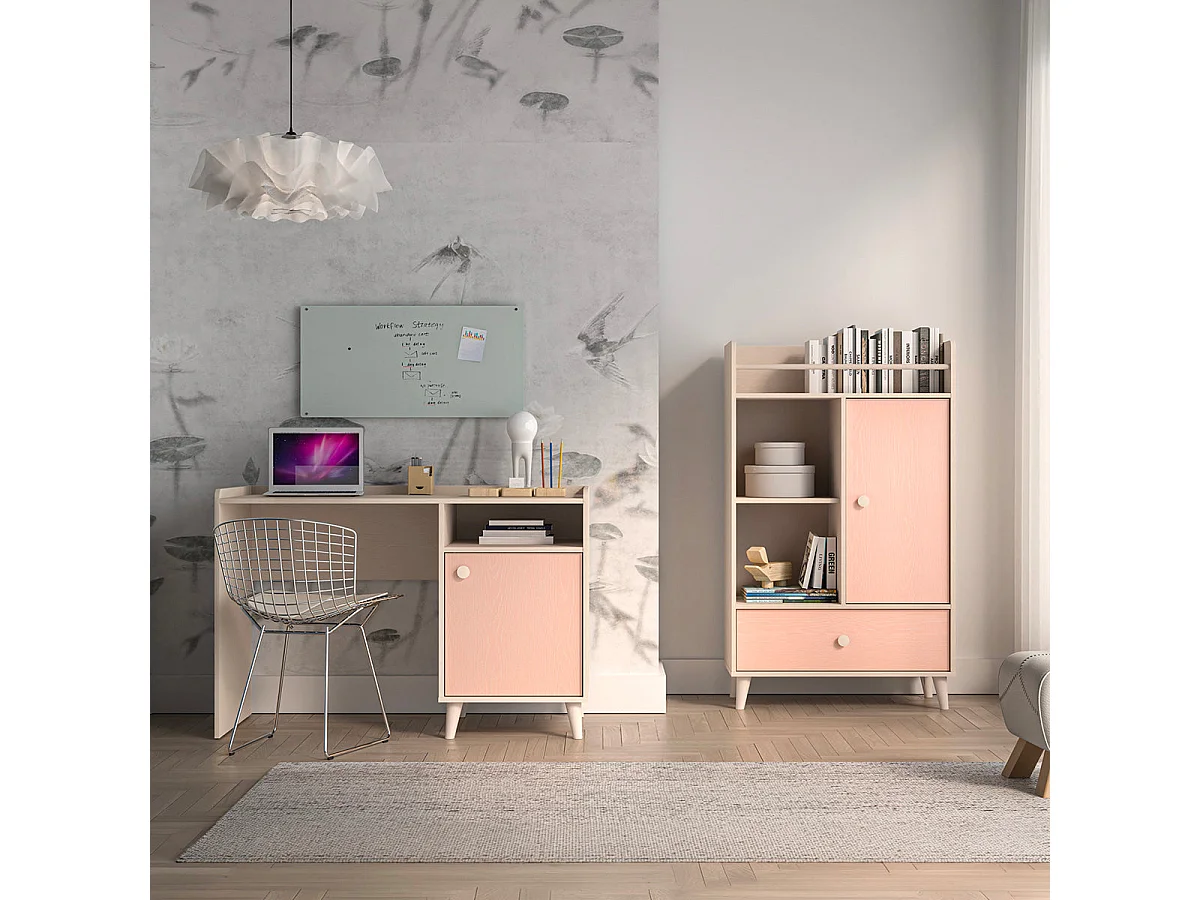 Alycia Beige og Pink 1-dørs skrivebord