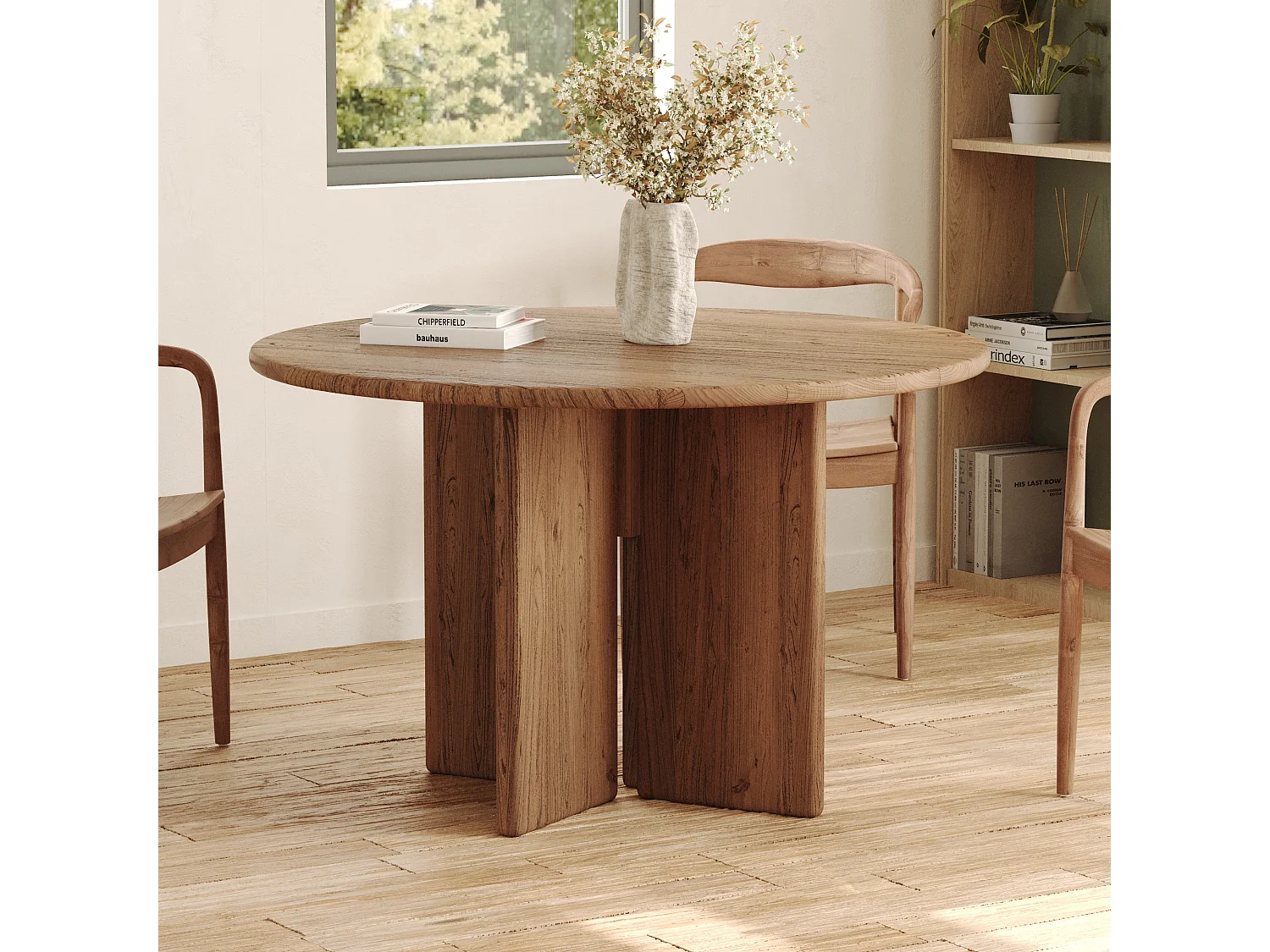 Mesa redonda de madera de olmo 4 personas - Gulia