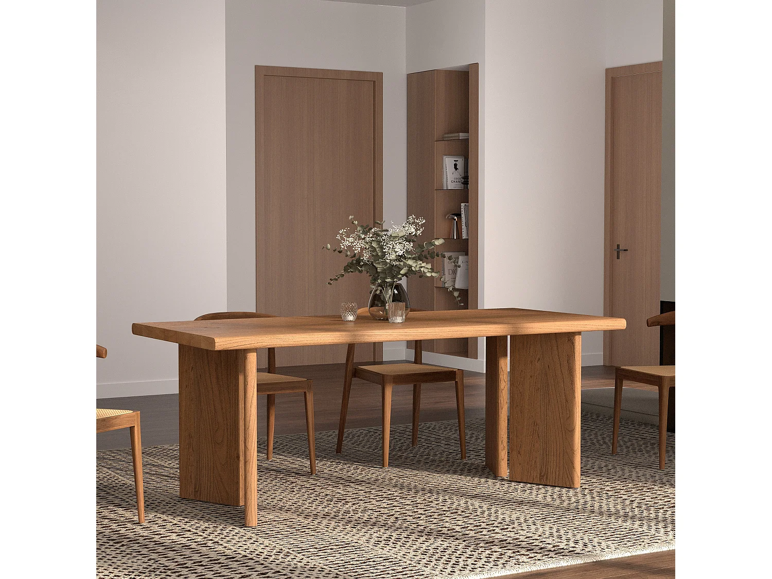 Table rectangulaire en bois d'orme 8 personnes - Albane