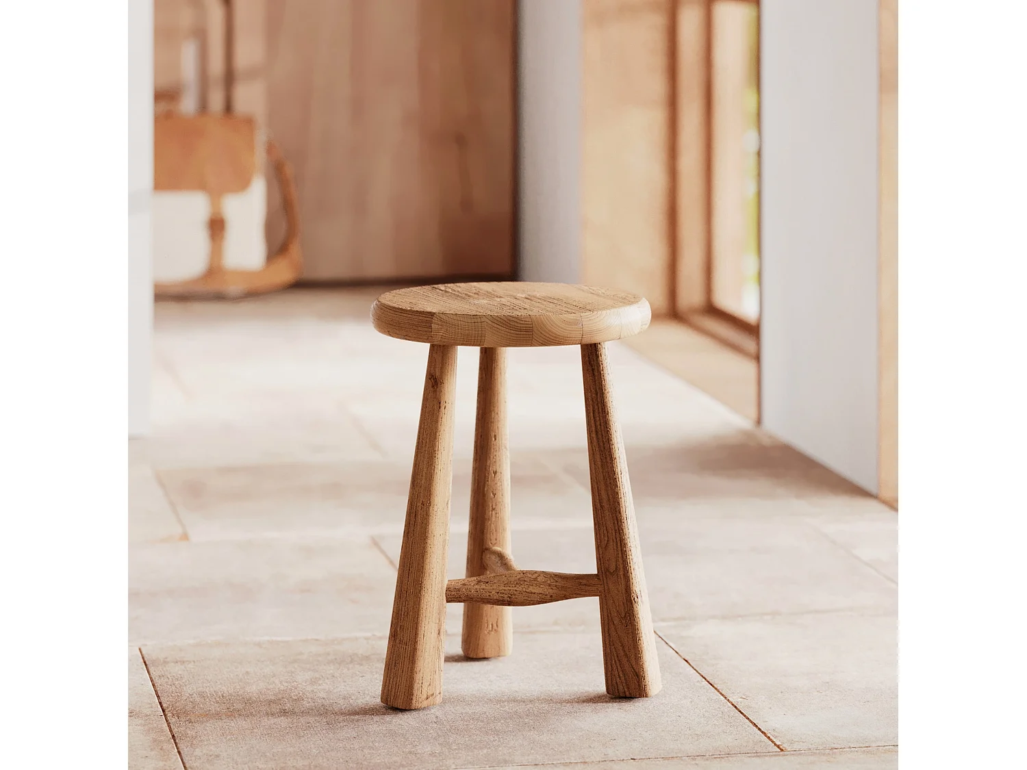 Sgabello in legno di olmo H42 cm - Toby