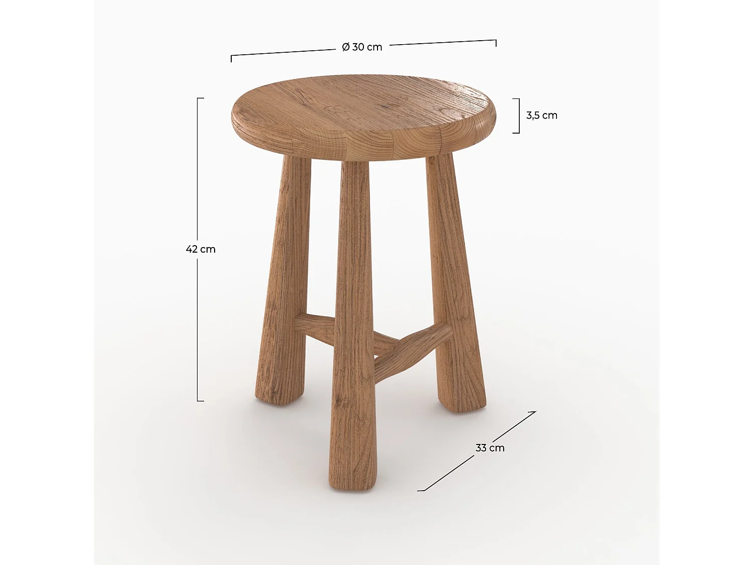 Sgabello in legno di olmo H42 cm - Toby