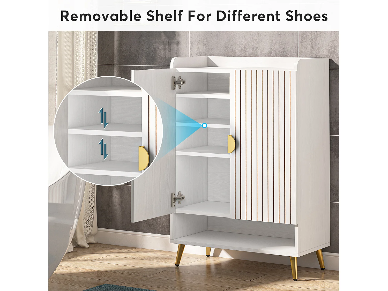 Meuble Chaussures avec 2 Portes, 6 étages Meuble de Rangement à Chaussures,Meuble d'entrée Rangement pour Chaussures, 75x 35x 110cm (Blanc)