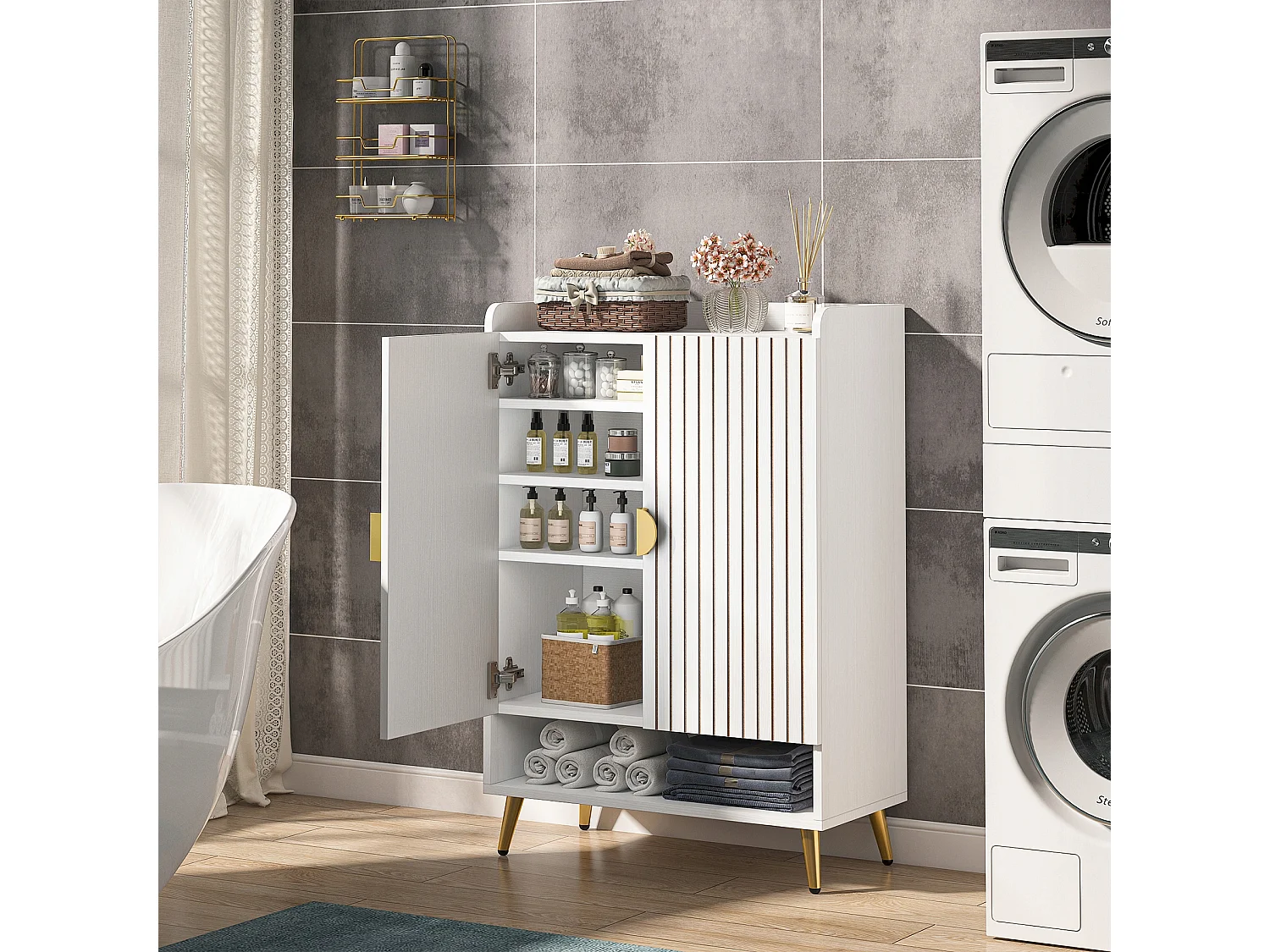 Meuble Chaussures avec 2 Portes, 6 étages Meuble de Rangement à Chaussures,Meuble d'entrée Rangement pour Chaussures, 75x 35x 110cm (Blanc)