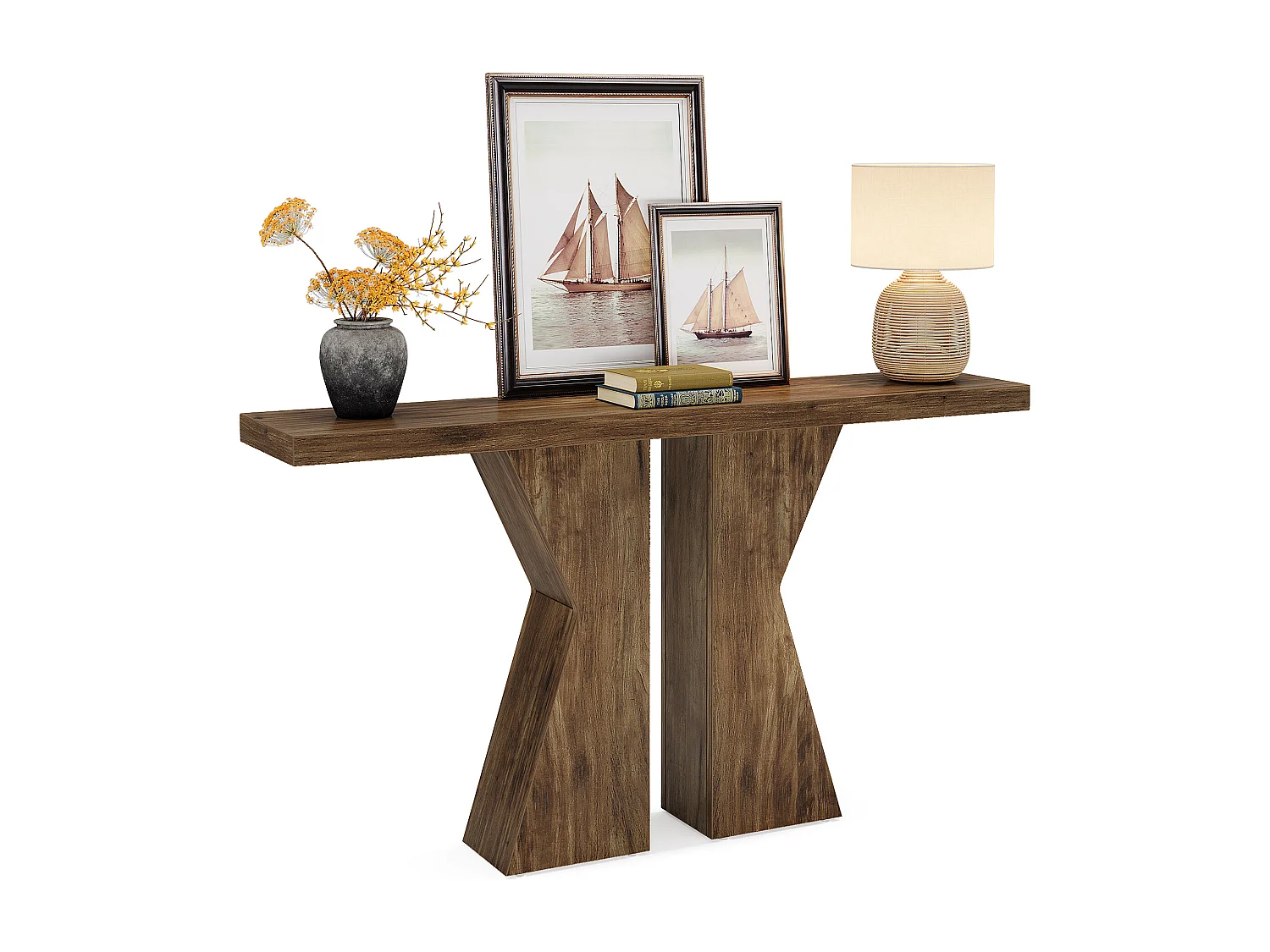 Landstedsbord til entré, konsolbord bag sofaen, smalt entrébord, entrébord med K-formet stel