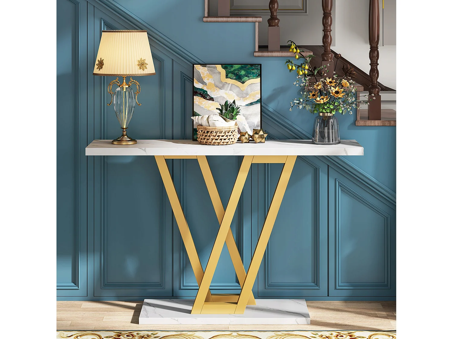 Console Meuble, Console d’entrée de Couloir Industrielle, Tables d'entrée de 110 cm Table de canapé étroite pour Salon