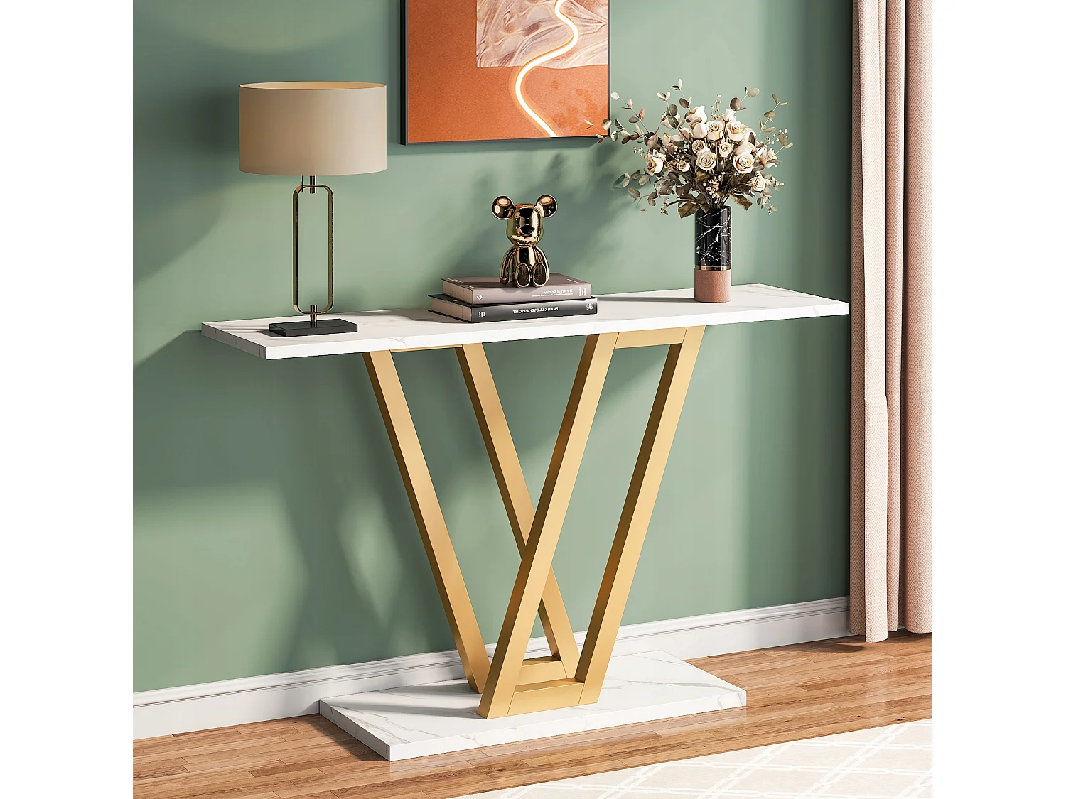 Console Meuble, Console d’entrée de Couloir Industrielle, Tables d'entrée de 110 cm Table de canapé étroite pour Salon