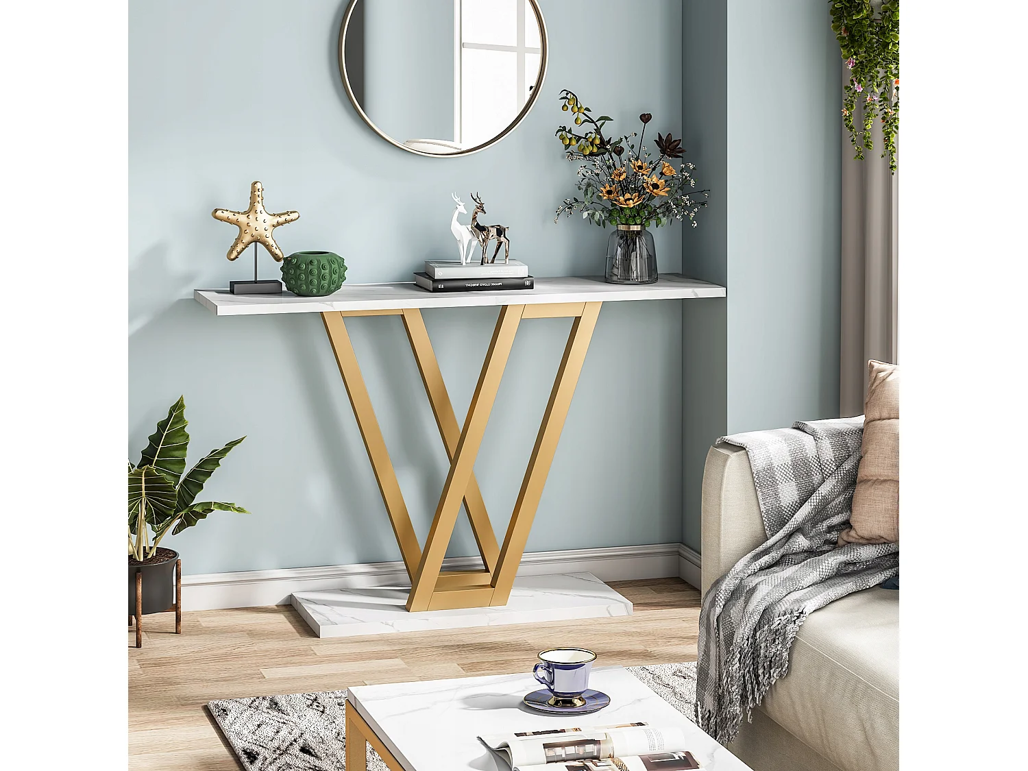 Console Meuble, Console d’entrée de Couloir Industrielle, Tables d'entrée de 110 cm Table de canapé étroite pour Salon