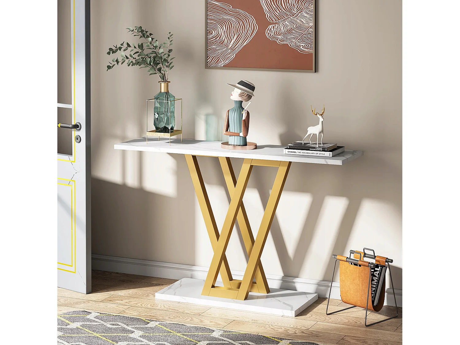 Console Meuble, Console d’entrée de Couloir Industrielle, Tables d'entrée de 110 cm Table de canapé étroite pour Salon