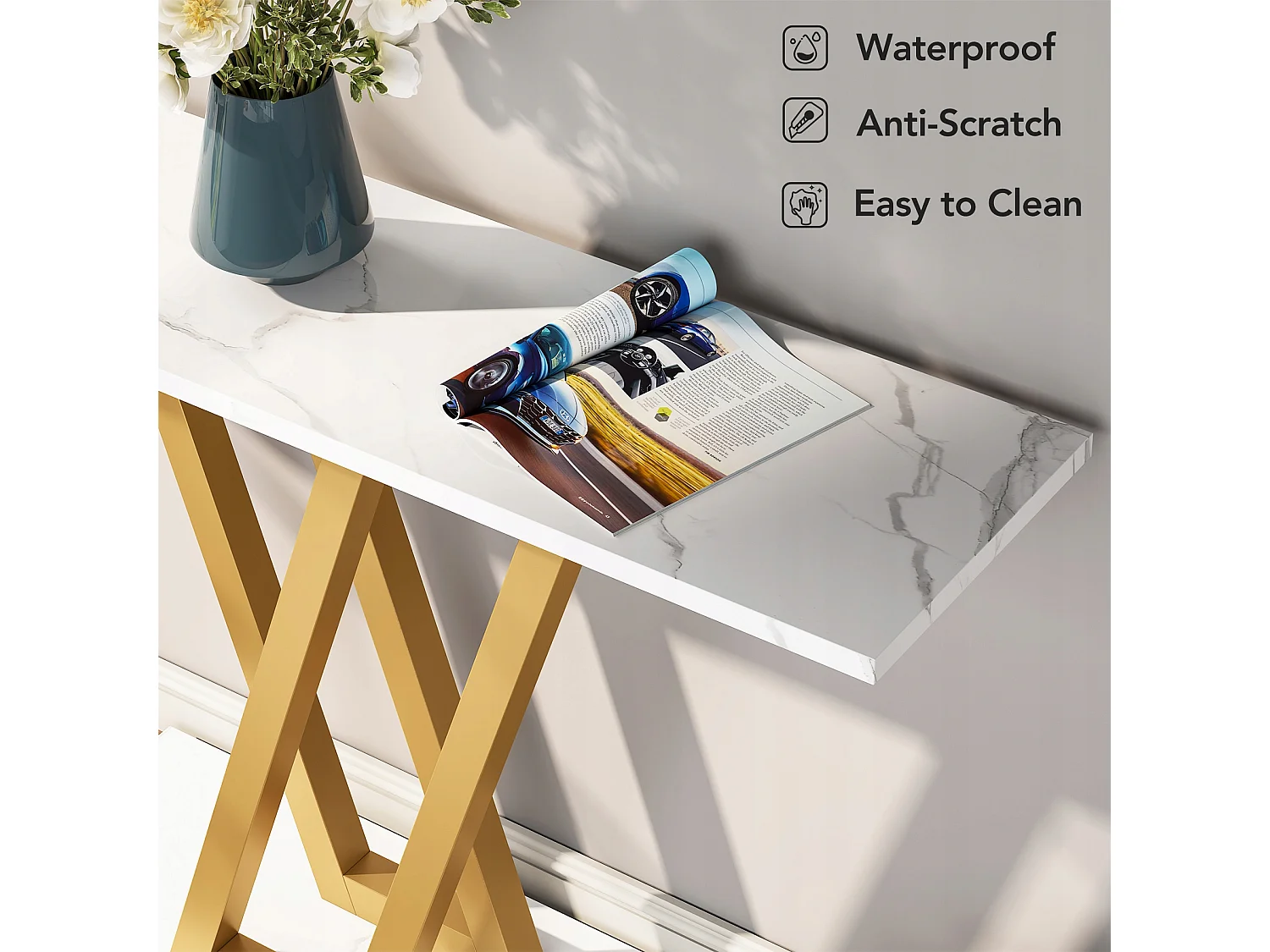 Konsole Möbel, Eingangskonsole für Industrielle Korridore, Eingangstische mit 110 cm Länge, Schmale Sofatische für das Wohnzimmer