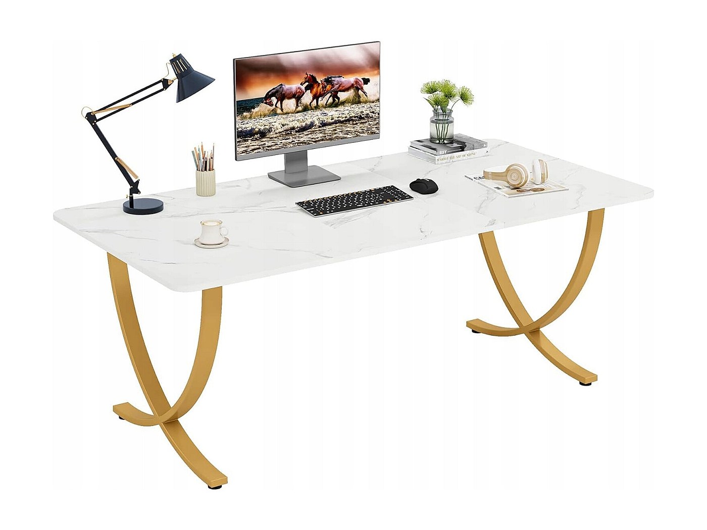 Bureau D'Ordinateur Table De Travail En Bois Et Acier Table De Bureau