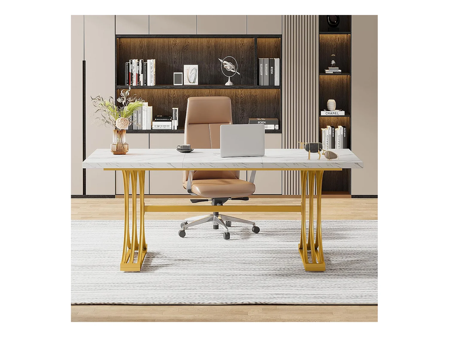 Bürotisch, 160 x 80 x 75 cm, moderner Bürotisch, PC-Arbeitstisch, Esstisch