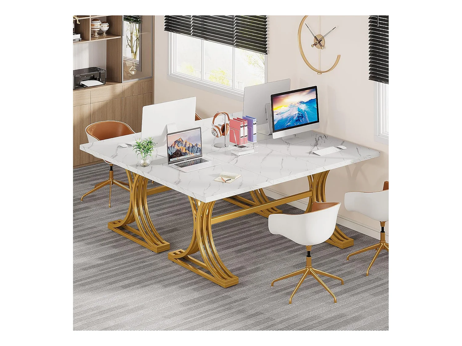 Bürotisch, 160 x 80 x 75 cm, moderner Bürotisch, PC-Arbeitstisch, Esstisch