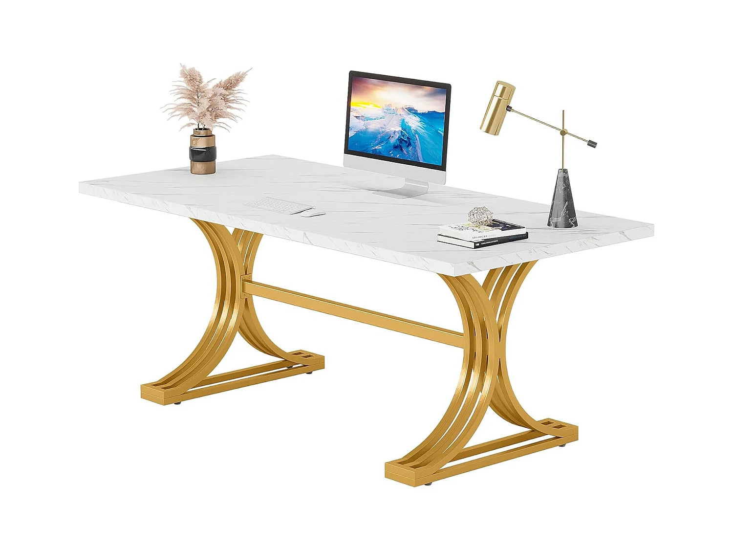 Bürotisch, 160 x 80 x 75 cm, moderner Bürotisch, PC-Arbeitstisch, Esstisch