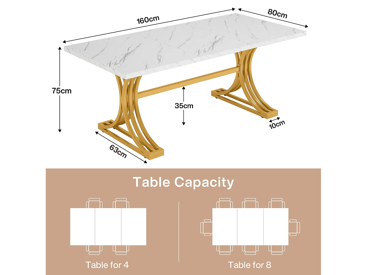 Bureau Table d'ordinateur, 160 x 80 x 75 cm Table de Bureau Moderne PC Table de Travail Table de Salle à Manger