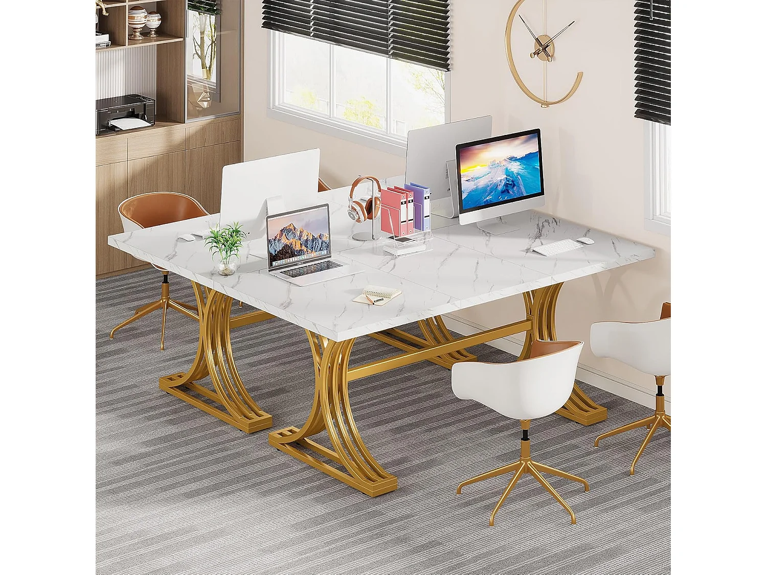 Bureau Table d'ordinateur, 160 x 80 x 75 cm Table de Bureau Moderne PC Table de Travail Table de Salle à Manger