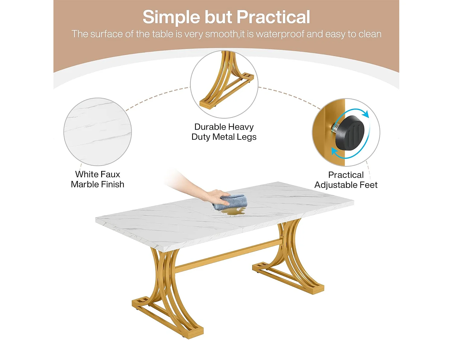 Bureau Table d'ordinateur, 160 x 80 x 75 cm Table de Bureau Moderne PC Table de Travail Table de Salle à Manger
