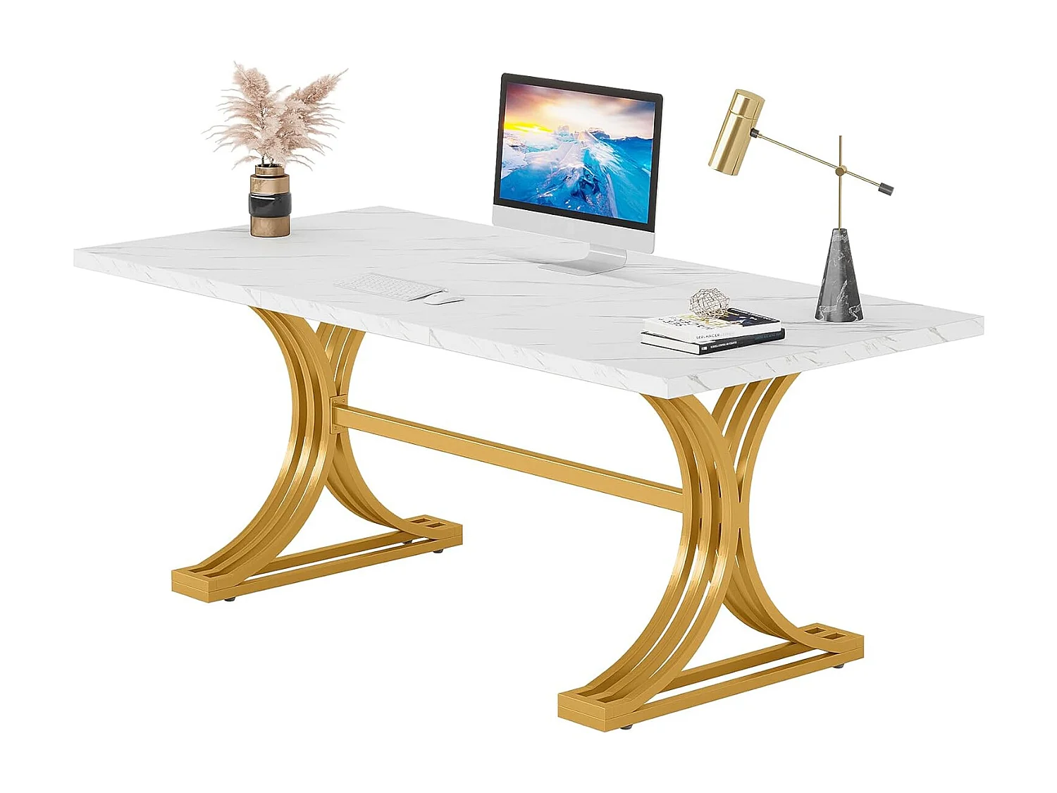 Bureau Table d'ordinateur, 160 x 80 x 75 cm Table de Bureau Moderne PC Table de Travail Table de Salle à Manger