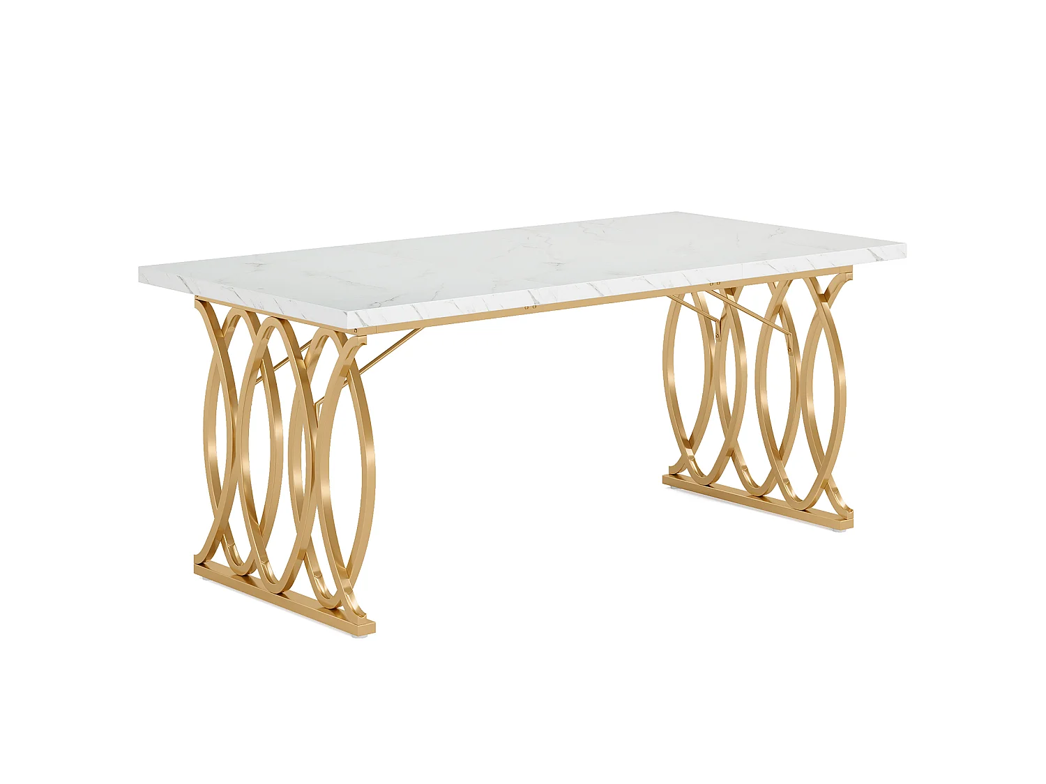 Bureau d'ordinateur, 160 cm Table de Bureau Informatique Table d'Étude Moderne PC Table de Travail Table de Salle à Manger avec Jambes d'or