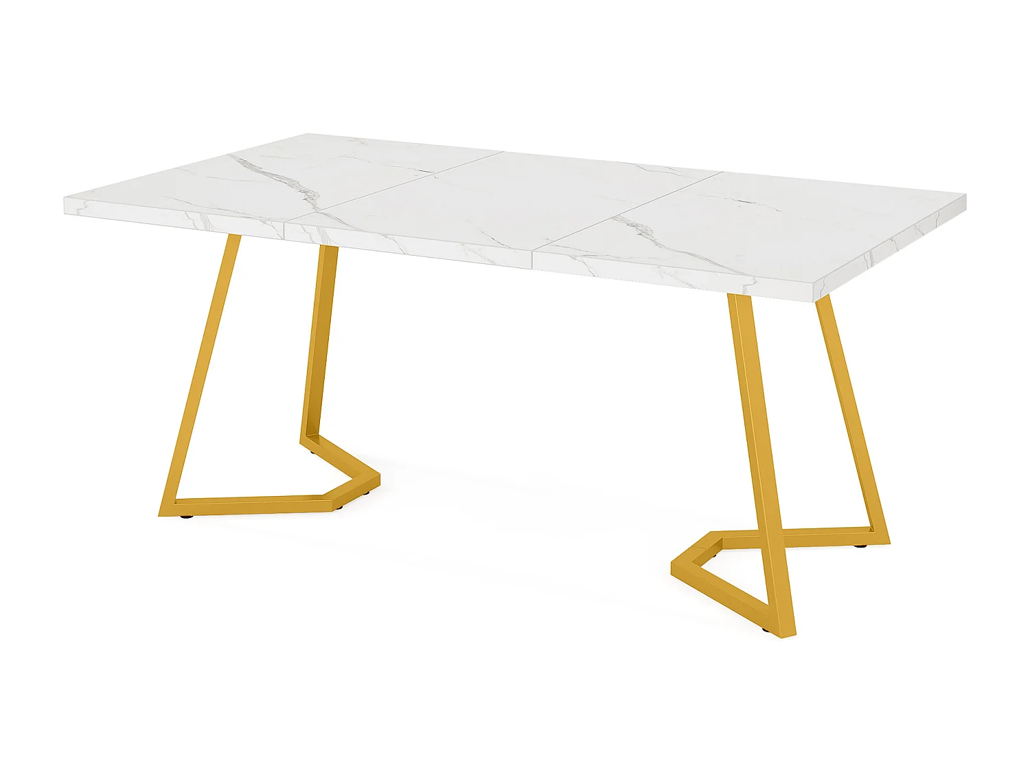 Scrivania per computer - 140 x 80 x 75 cm - Tavolo per computer - Tavolo da ufficio - Tavolo da lavoro - Tavolo da ufficio - Bianco e oro