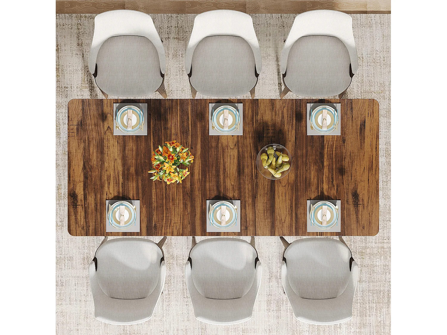 Table à manger de 180 cm avec pieds en métal épais, Grand bureau d'ordinateur, Table de travail pour l'écriture à domicile, le travail, le bureau à domicile, le salon, marron rustique