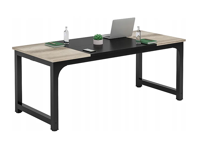 Bureau pour Ordinateur Portable,Table, Bureau d’étude pour Le télétravail, Poste de Travail (Gris Vintage/Noir, 180 x 80 x 75 cm)