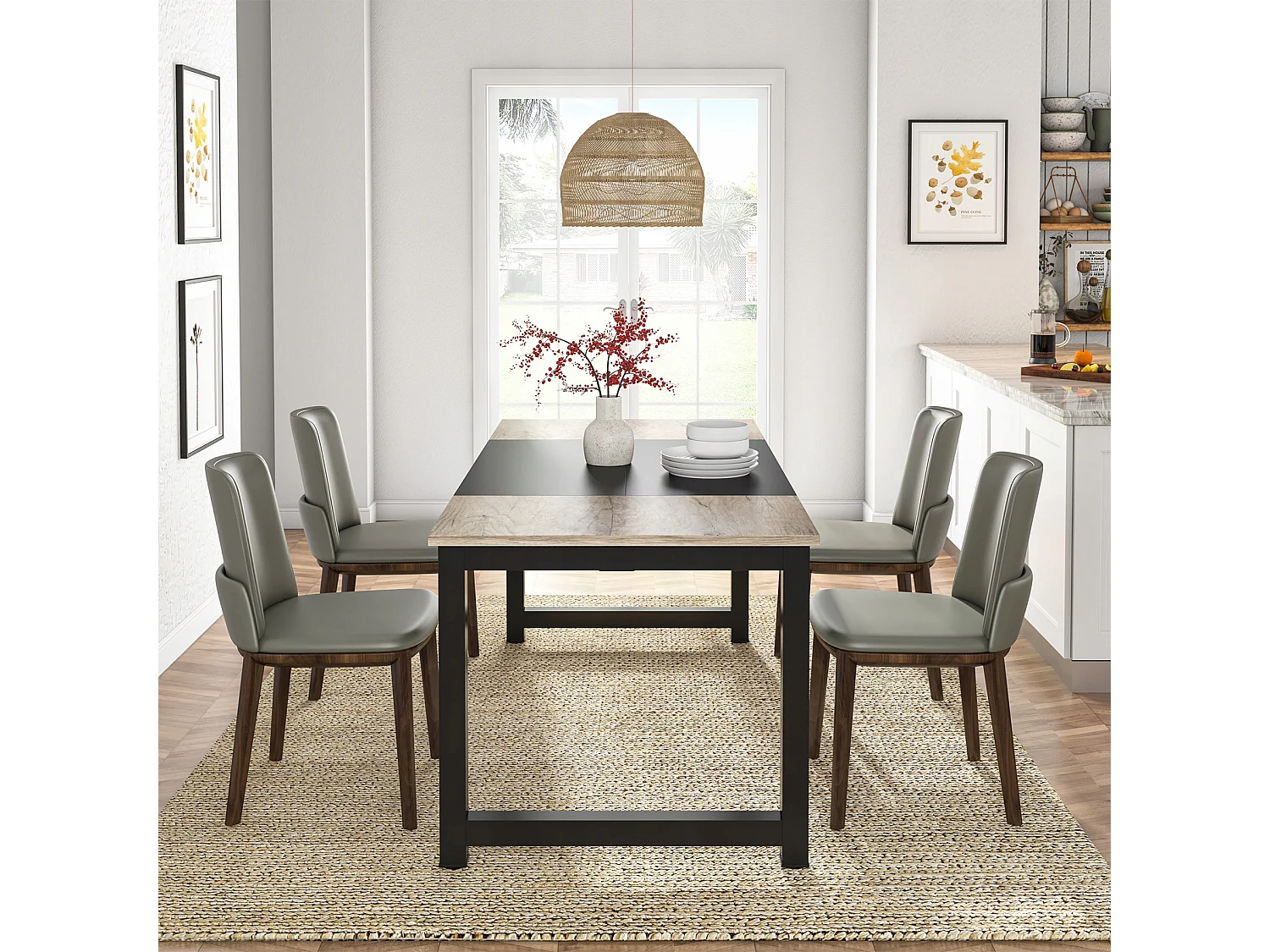 Laptop-Schreibtisch, Tisch, Arbeitszimmer-Schreibtisch für Telearbeit, Arbeitsplatz für Büro, Schlafzimmer, einfach aufzubauen (Vintage-Grau/Schwarz, 180 x 80 x 75 cm)