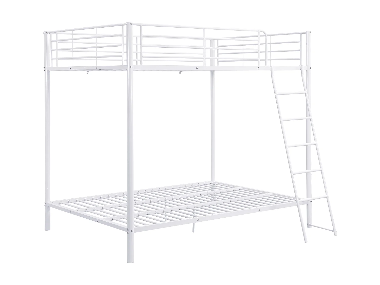 Etagenbett + Matratze - 2 x 140 x 190 cm - Metall - Weiß - GEMINI II