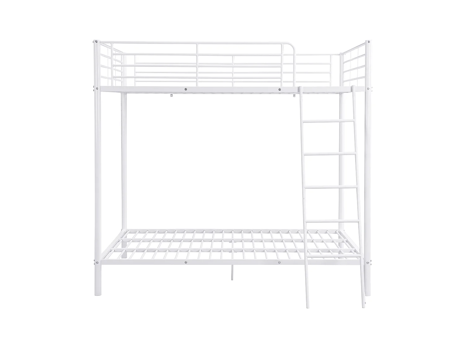 Etagenbett + Matratze - 2 x 140 x 190 cm - Metall - Weiß - GEMINI II