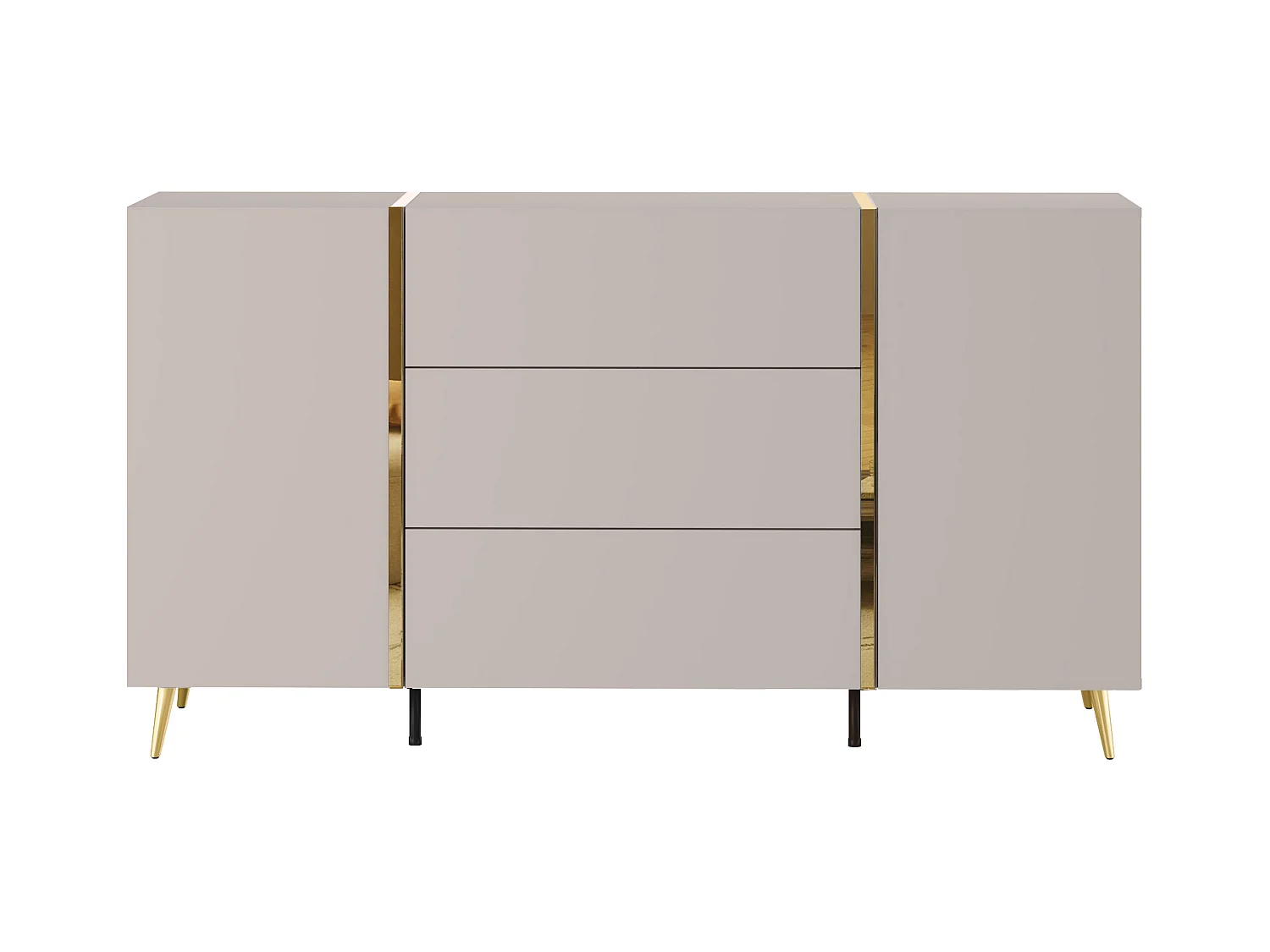 Sideboard mit 2 Türen & 3 Schubladen - Beige & Goldfarben - MARZIALO