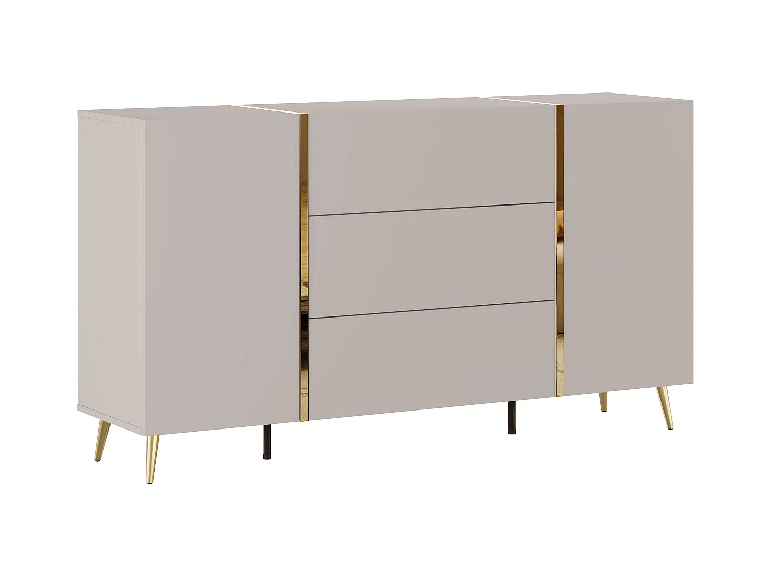 Sideboard mit 2 Türen & 3 Schubladen - Beige & Goldfarben - MARZIALO