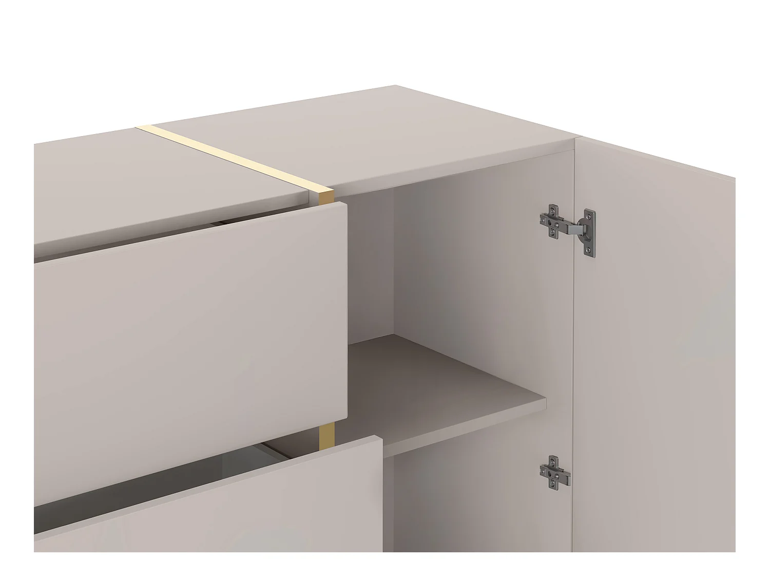 Sideboard mit 2 Türen & 3 Schubladen - Beige & Goldfarben - MARZIALO