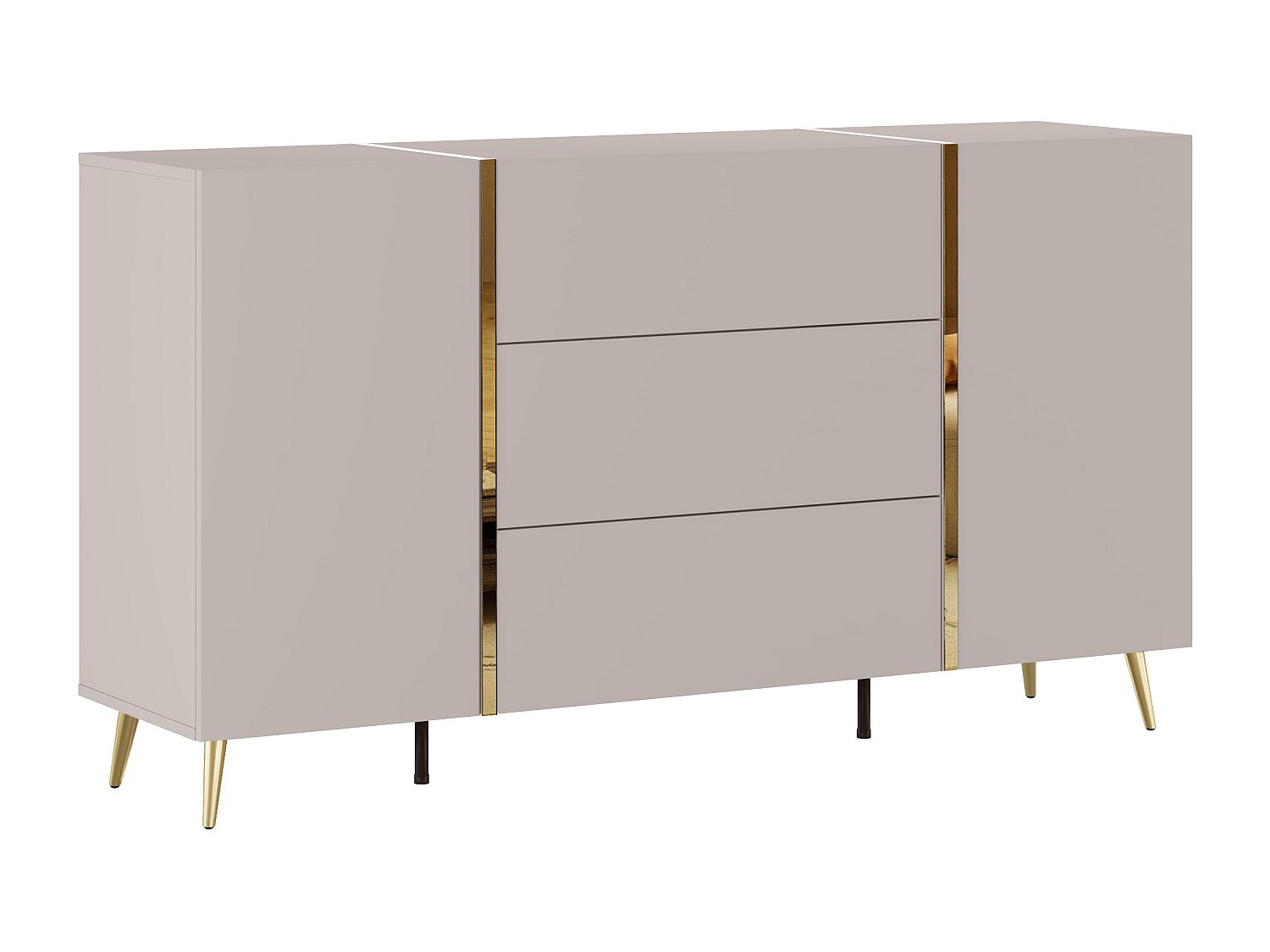 Sideboard mit 2 Türen & 3 Schubladen - Beige & Goldfarben - MARZIALO günstig online kaufen