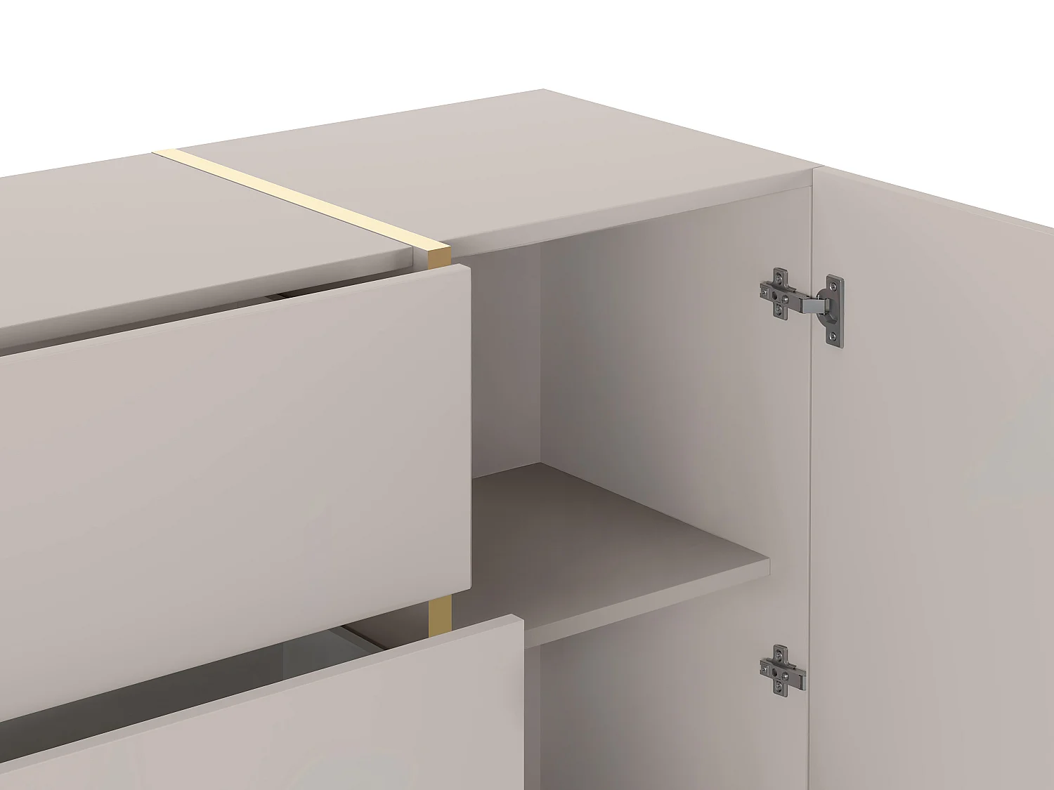 Buffet avec 2 portes et 3 tiroirs - Beige et Doré - MARZIALO