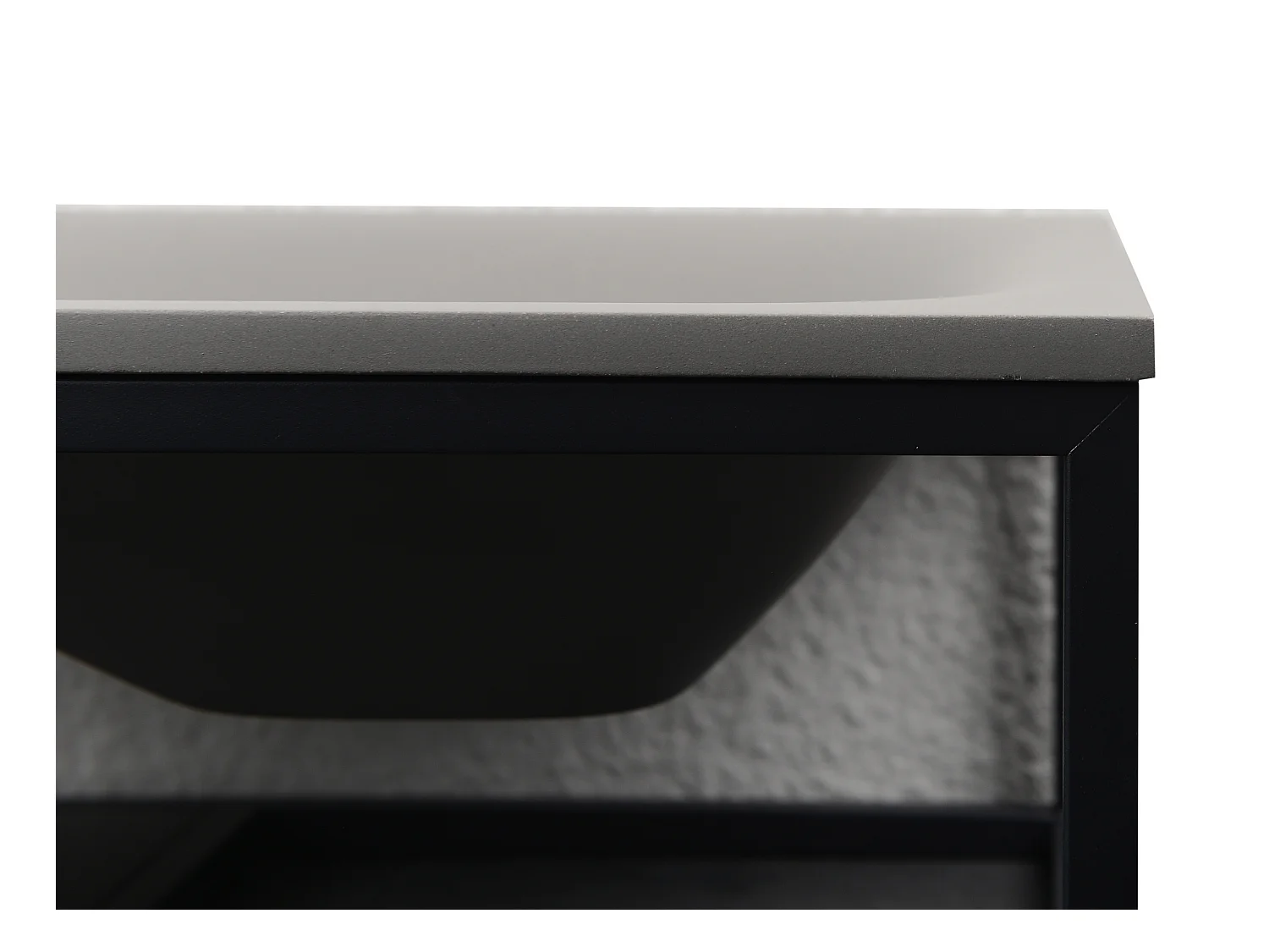 Lavabo rectangular de hormigón y acero inoxidable - Gris y negro - L61 x Alt. 39 cm - TICINO