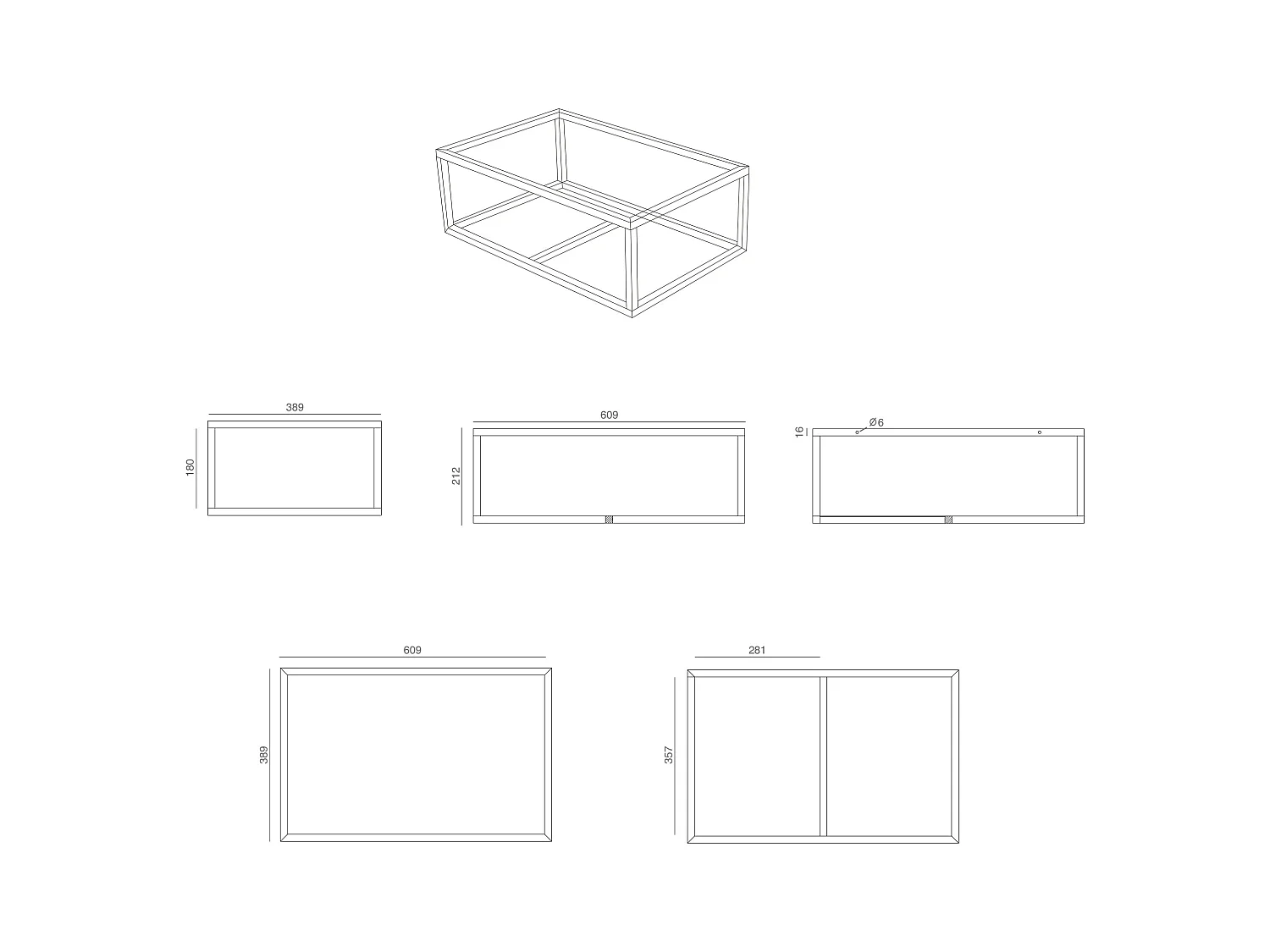 Lavabo rectangular de hormigón y acero inoxidable - Gris y negro - L61 x Alt. 39 cm - TICINO