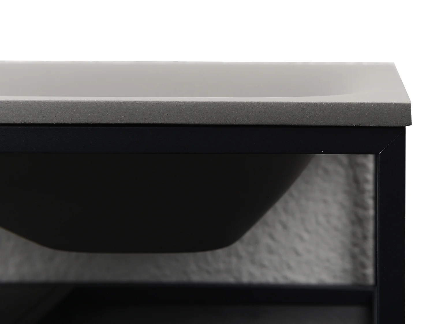 Tampo de lavatório retangular em cimento e aço inoxidável cinza e preto C60 x A39 cm - TICINO