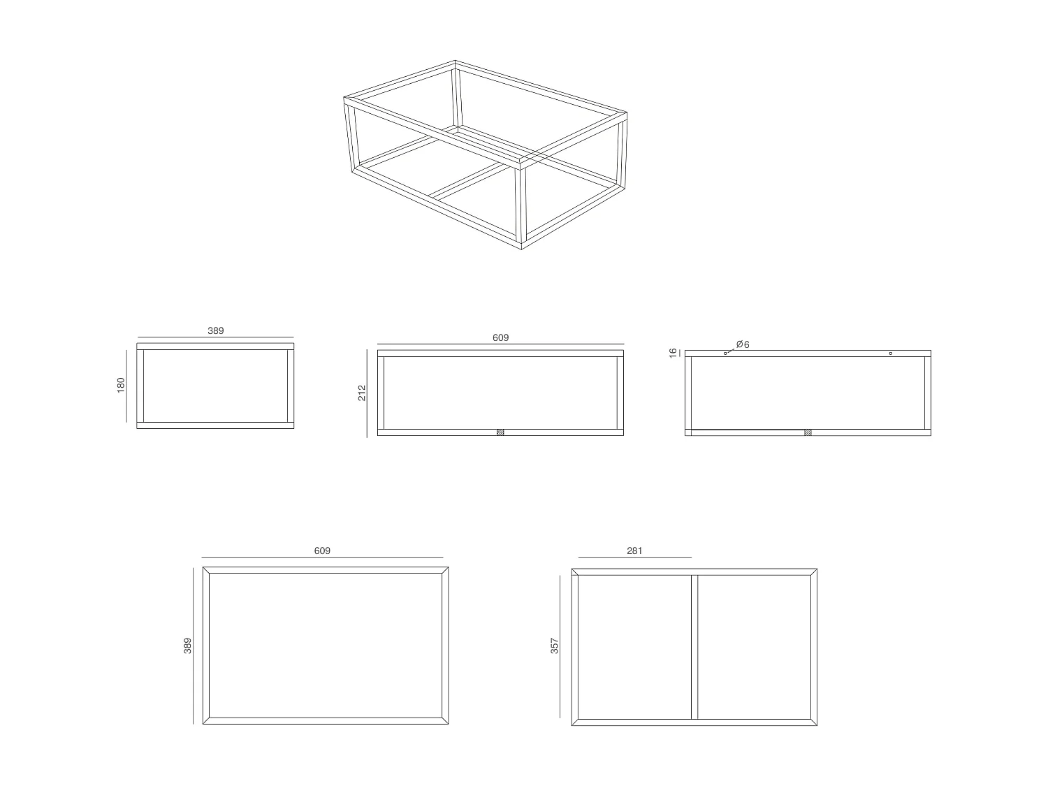 Tampo de lavatório retangular em cimento e aço inoxidável cinza e preto C60 x A39 cm - TICINO