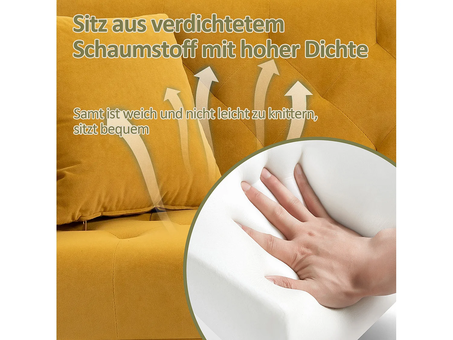 Canapé Doux En Velours，3 Places Convertible，support En Métal Robuste，pour Salon Ou Petite Espace