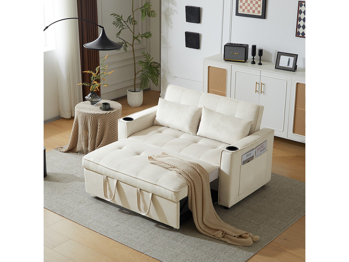 Invicta Interior Design slaapbank DIVANI 220cm lichtblauw bedfunctie 3
