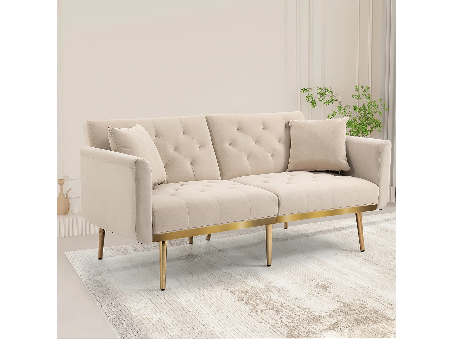 Canapé Multifonctionnel, Lit Escamotable, Avec Porte-gobelet, Pour Salon