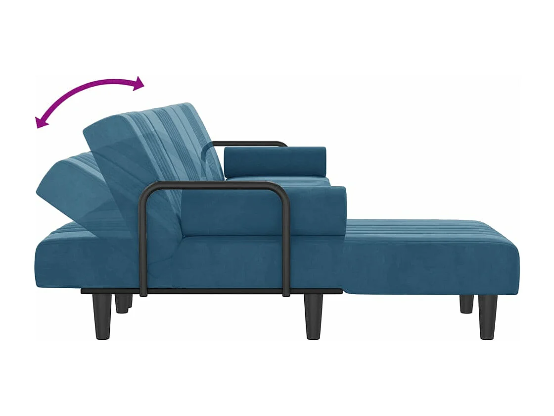 Canapé-lit en forme de L bleu 260x140x70 cm velours