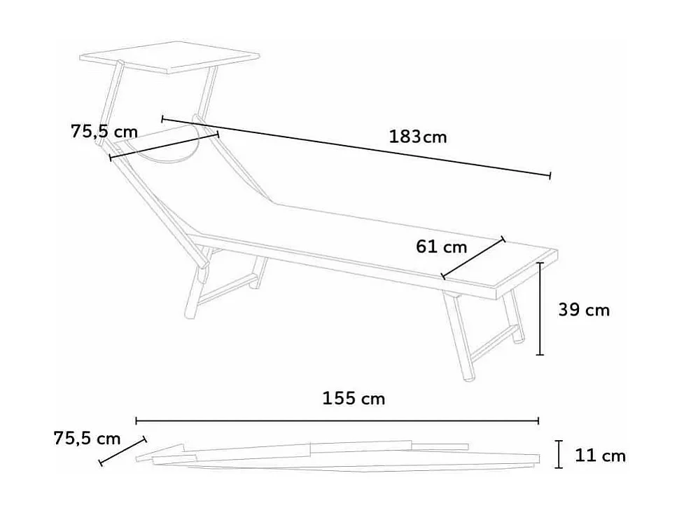 Transat de plage professionnel en aluminium robuste Phuket