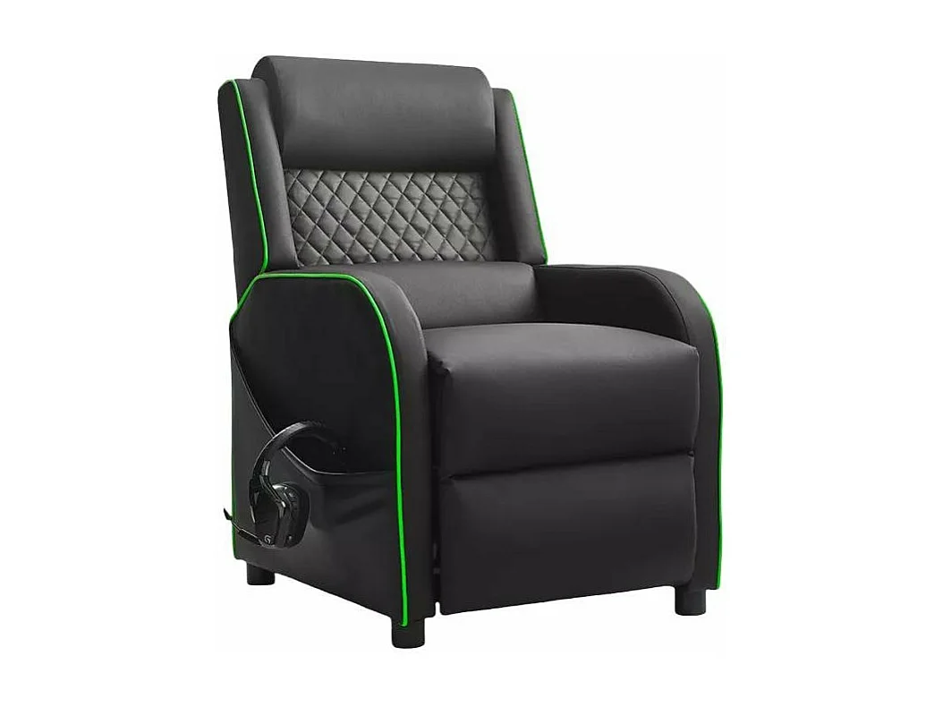 Silla Gaming reclinable con reposapies en polipiel Challenge - Verde oscuro