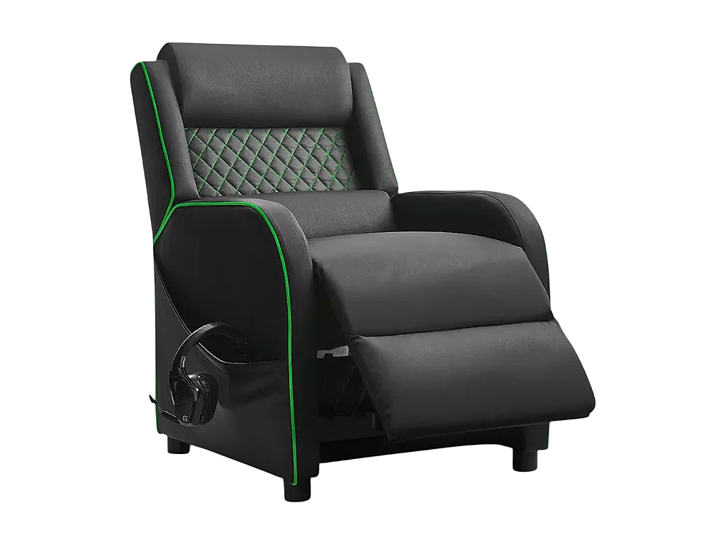 Silla Gaming reclinable con reposapies en polipiel Challenge - Verde oscuro