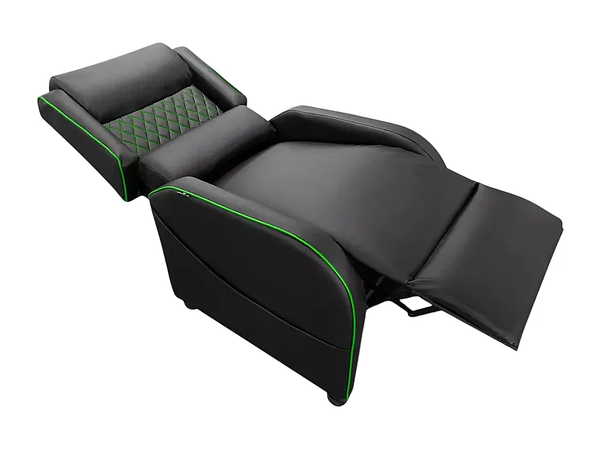 Silla Gaming reclinable con reposapies en polipiel Challenge - Verde oscuro