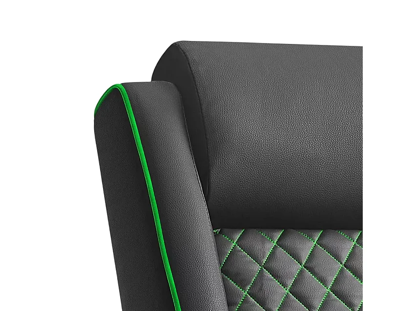 Silla Gaming reclinable con reposapies en polipiel Challenge - Verde oscuro