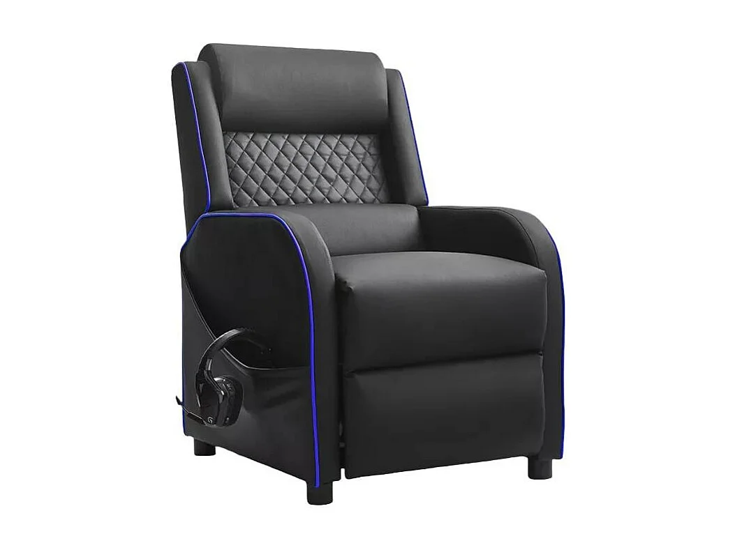 Silla Gaming reclinable con reposapies en polipiel Challenge - Azul Marino