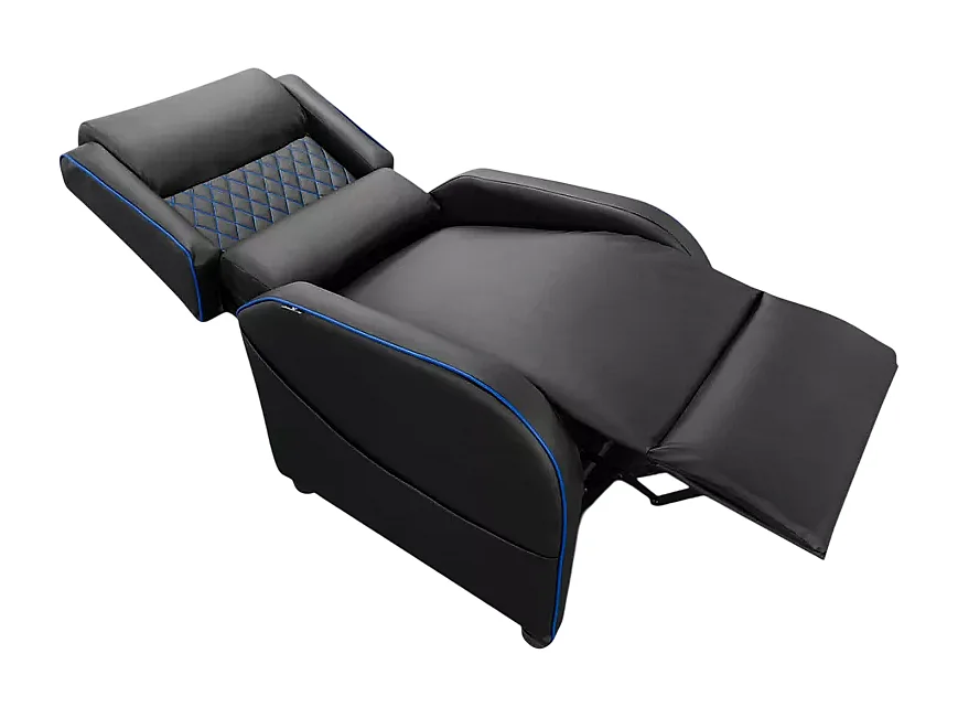 Silla Gaming reclinable con reposapies en polipiel Challenge - Azul Marino